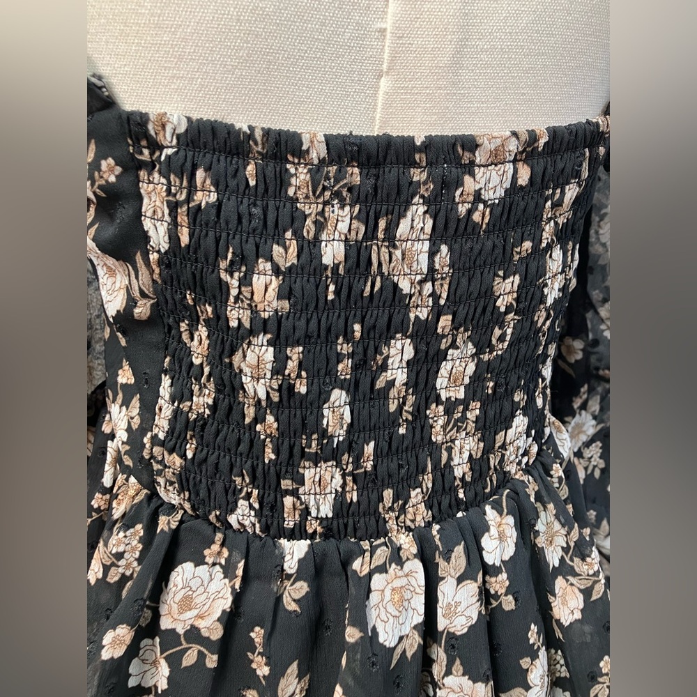 Altar’d State Long Sleeve‎ Floral Mini Dress Black New Girls Large Boho Flowy - Picture 7 of 9